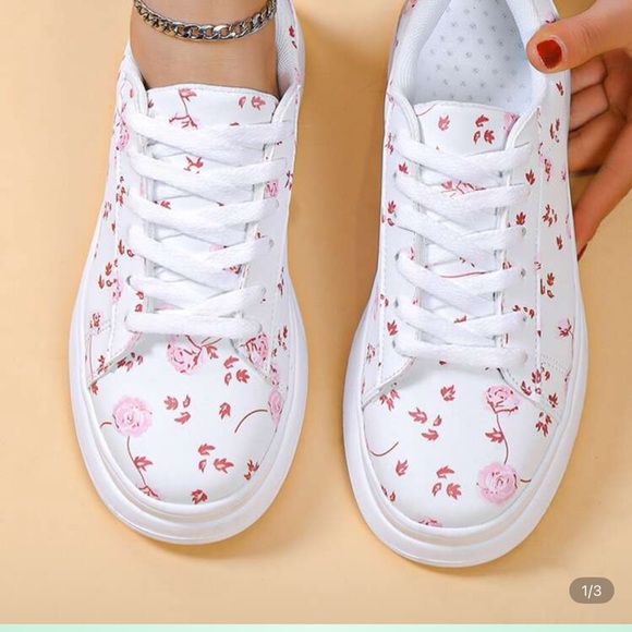 Floral White Sneakers for Women - Picture 2 of 8